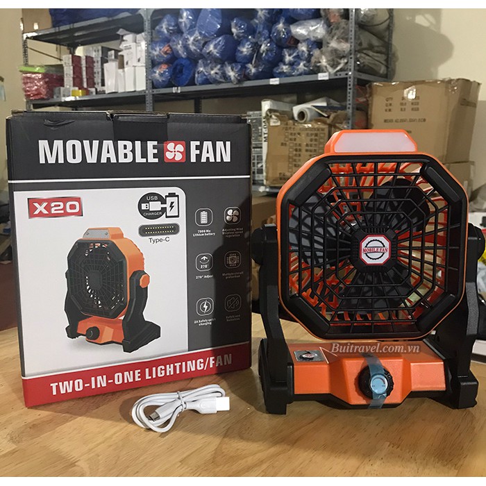 Đèn quạt tích điện dã ngoại X20- Máy quạt tích hợp đèn led du lịch 2in1- Billba Outdoors