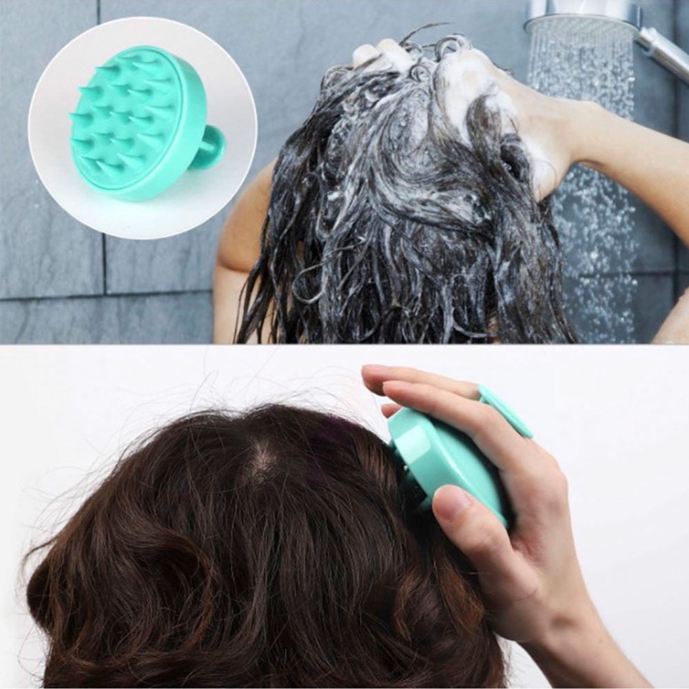 Bàn chải silicone hình tròn dùng để gội đầu tiện lợi
