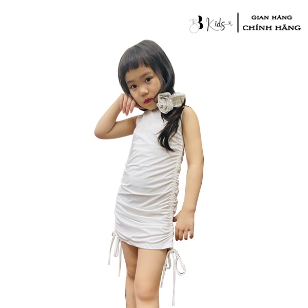 Váy Body Rút Sườn BB Kids Chất Thun Lạnh Màu Trắng Cho bé gái