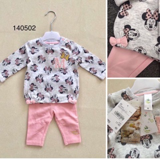 Bộ nỉ Disney hồng minie bé gái