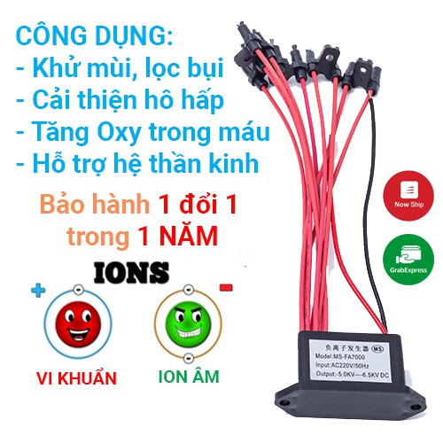 Máy tạo ion âm lọc không khí MS-FA7000 bộ 10 râu điện áp 220V-60Hz, bảo hành 1 đổi 1 trong 3 tháng, tặng phích cắm