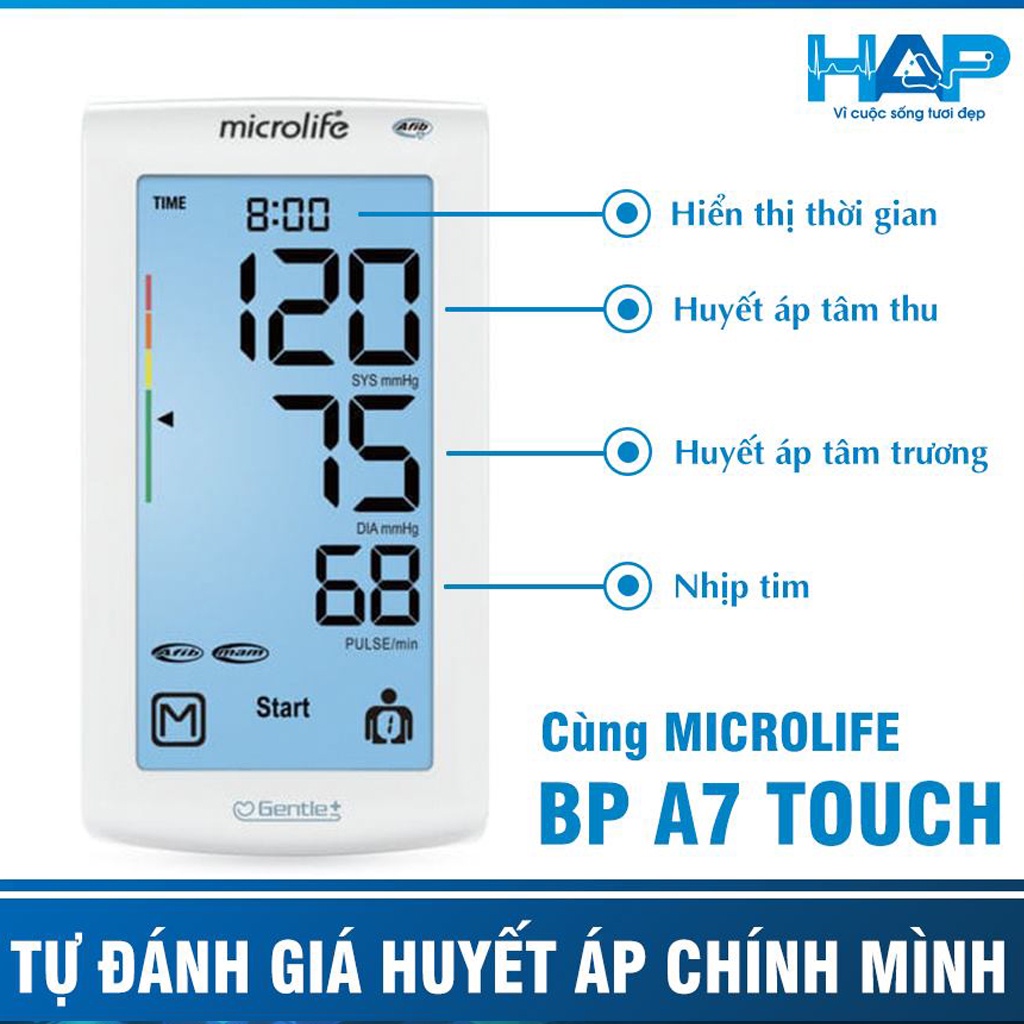 Máy đo huyết áp bắp tay CHÍNH HÃNG MICROLIFE Bluetooth Microlife BP A7 Touch BT - Bảo hàng 5 năm
