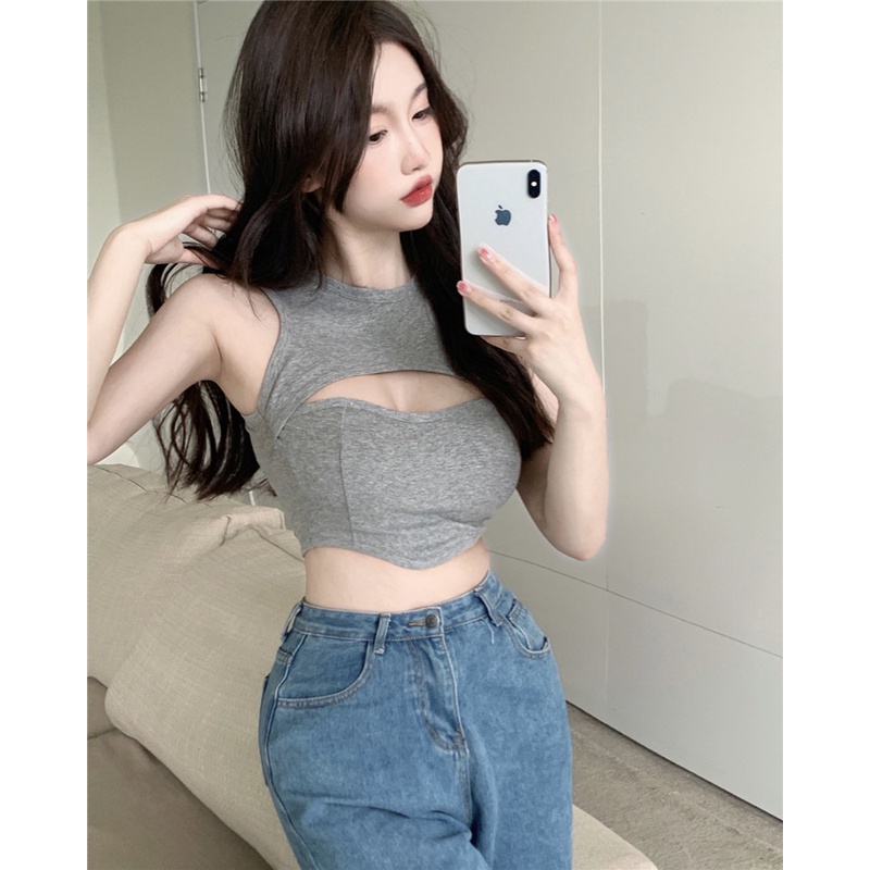 Thiết Kế Áo vest Ngắn Khoét Rỗng Dễ Phối Đồ Với Đế Lót Ly