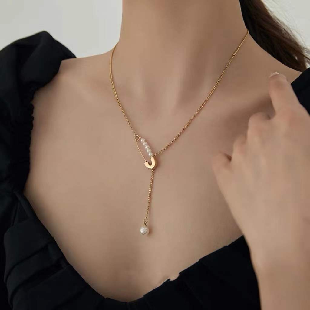 Dây chuyền đính ngọc trai phong cách âu mỹ sang trọng thời trang không dị ứng không phai màu