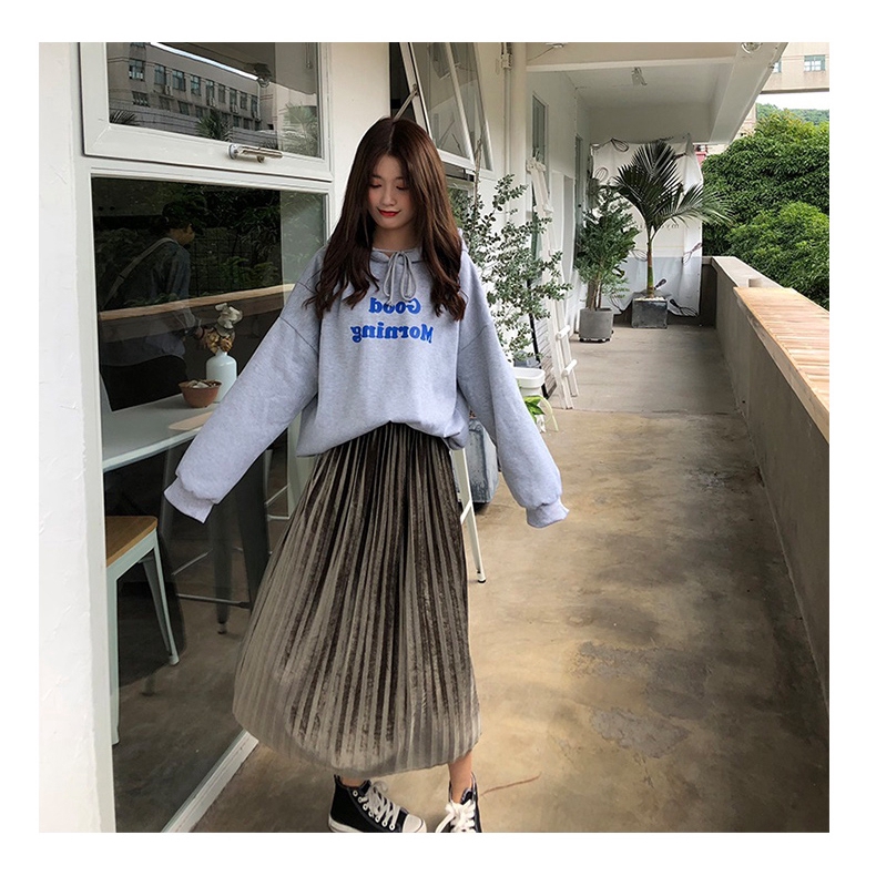 SUXI Chân váy eo cao thời trang nữ phong cách Hàn Quốc