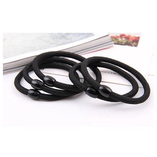 SET 10 Dây Cột Tóc Trơn Mềm nối oval màu đen