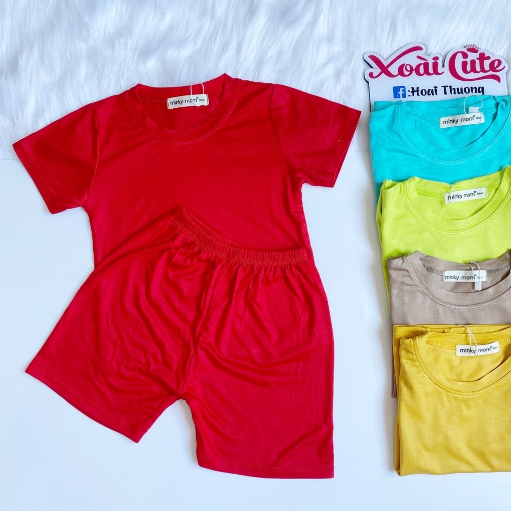 Bộ thun lạnh cộc tay Minkymom mẫu trơn cho bé trai bé gái mùa hè