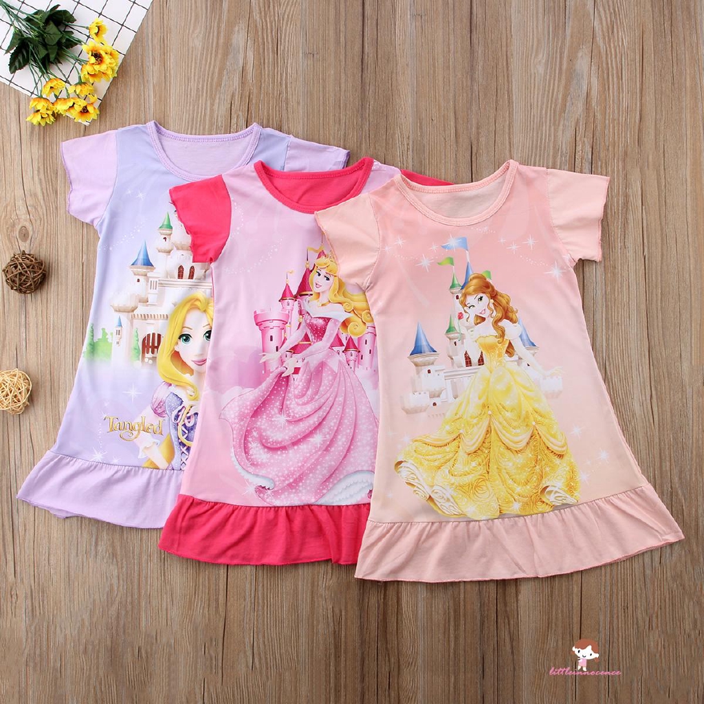 Đầm công chúa Belle bằng cotton dành cho bé gái 1-6 t uổi