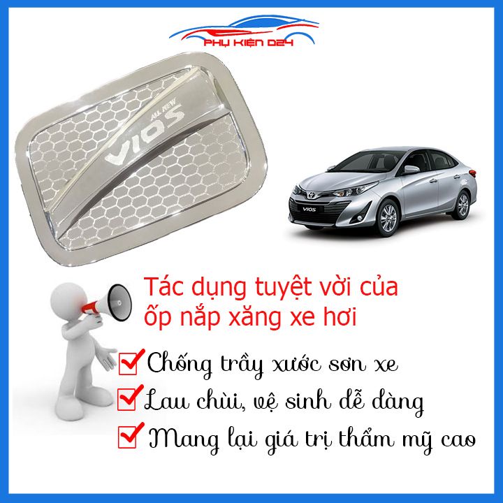 Ốp nắp bình xăng Vios 2018-2019 mạ crom chống trầy trang trí ô tô