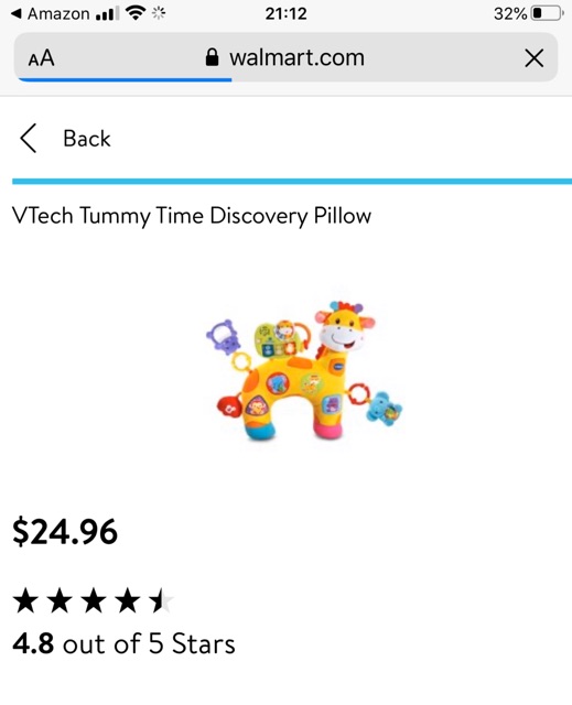 vtech tummy time discovery pillow walmart