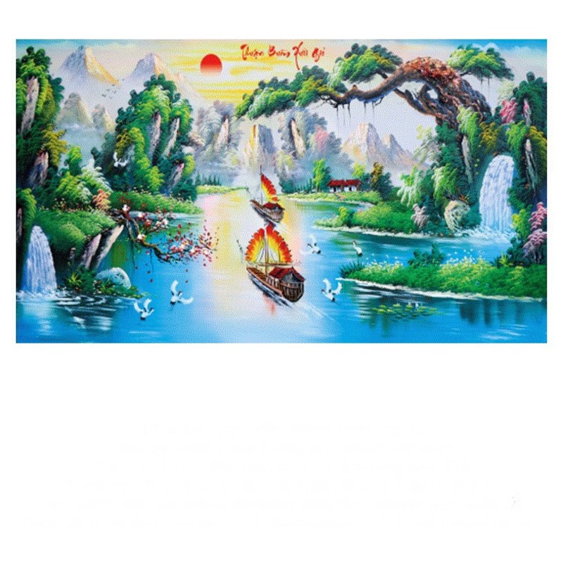 Tranh thêu chữ thập Phong cảnh Thuận Buồm Xuôi Gió 3D LV3044_Chưa thêu