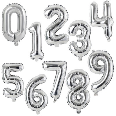 32 Inch Số 0-9 Bóng bay Trang trí tiệc cưới Vàng / Bạc / Xanh lam / Đỏ / Sinh nhật