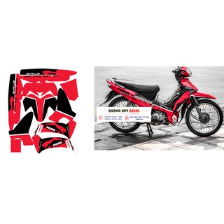 tem trùm xe sirius đỏ đen, độ team dán phủ decal xe máy spark giá rẻ đẹp