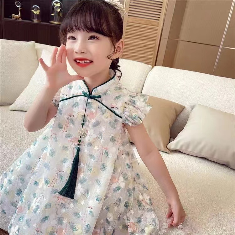 Đầm Sườn Xám Kiểu Trung Hoa Dễ Thương Cho Bé Gái