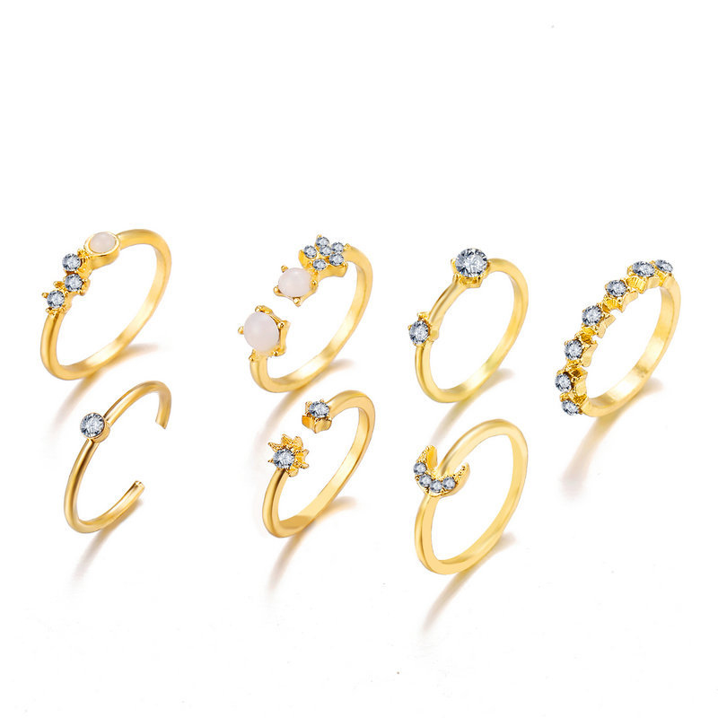 Set 9 Nhẫn Hợp Kim Phong Cách Retro Đơn Giản Cho Nữ
