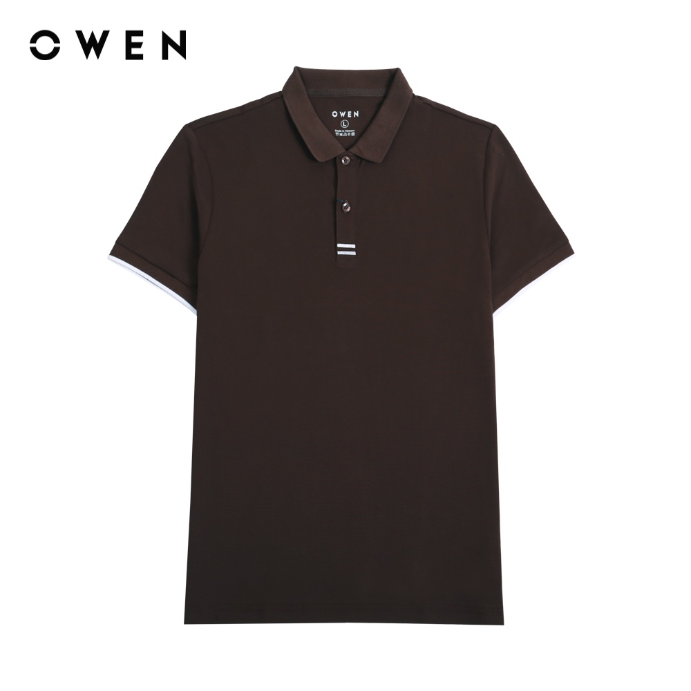 OWEN - Áo polo ngắn tay Bodyfit Nâu - APV220634