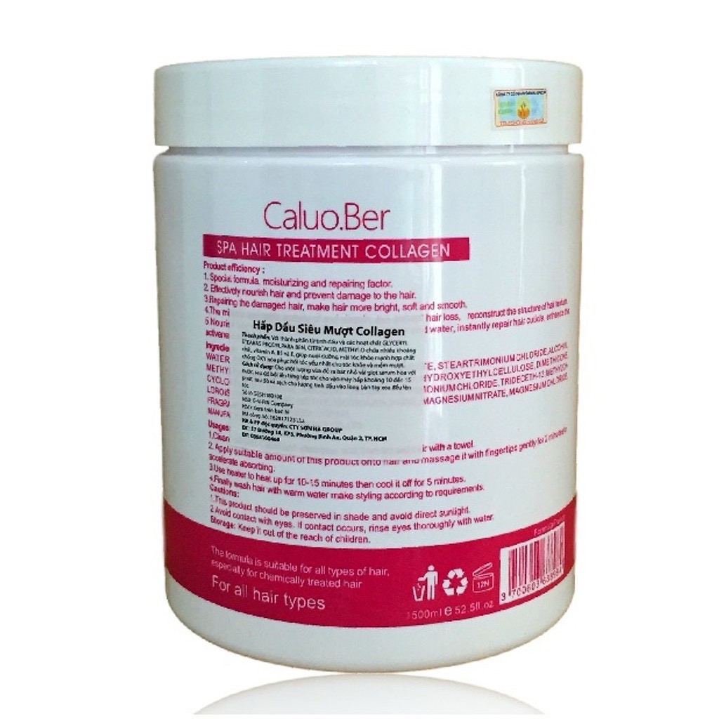 Dầu hấp ủ tóc phục hồi siêu mượt collagen Caluo.Ber Hair Spa Treatment 1500ml