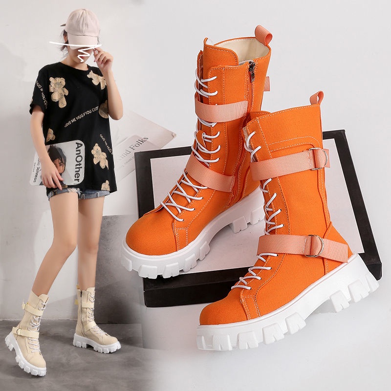 Giày Boot Martin Đế Dày Tăng Chiều Cao Thiết Kế Mới Thời Trang Theo Phong Cách Anh Dành Cho Nữ S 2021