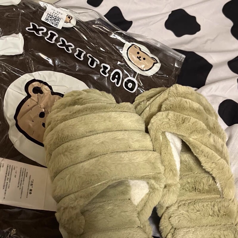 Dép bông quai ngang hở mũi đường viền màu đơn sắc đơn giản kèm ảnh thật