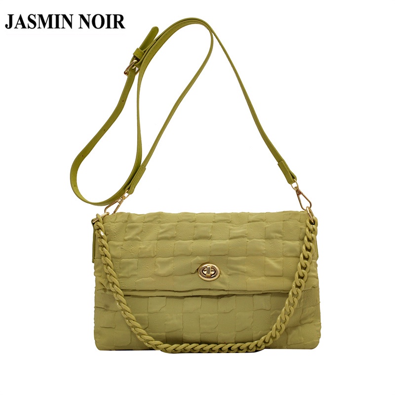 Túi Đeo JASMIN NOIR Chéo Nắp Gập Phối Dây Xích Chất Liệu Polyester Thời Trang Cho Nữ