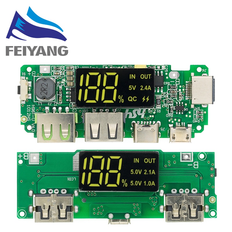 Mô Đun Sạc Pin Lithium 18650 Hai Cổng USB 5V 2.4A Micro/Type-C USB Cho Điện Thoại