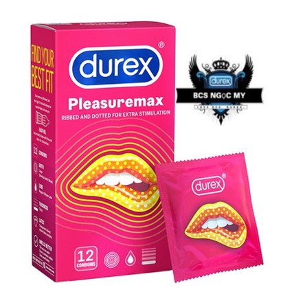 Hộp Bao Cao Su Durex Pleasuremax CÓ GÂN GAI TĂNG KHOÁI CẢM CHO BẠN TÌNH 12 chiếc