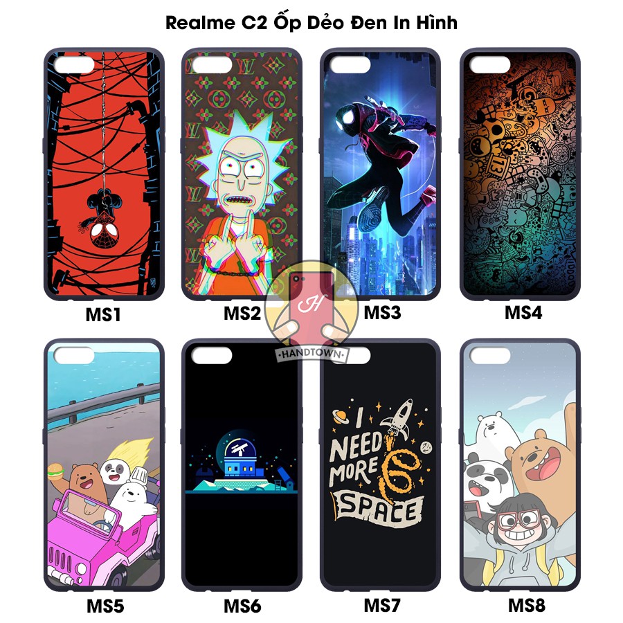 ỐP LƯNG REALME C2 DẺO ĐEN IN HÌNH CAO CẤP