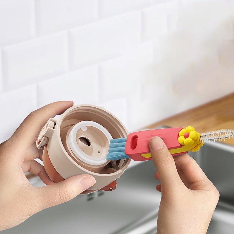 Cọ Vệ Sinh Nắp Chai Lọ / Cốc 3 Trong 1 Tiện Dụng