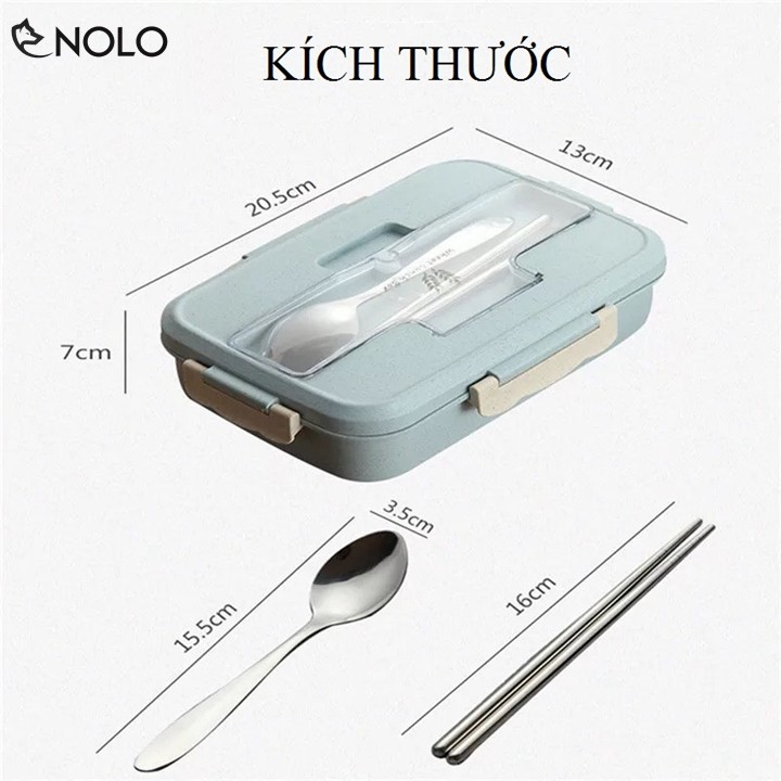 Hộp Giữ Nhiệt Bento Dung Tích 1000ml 3 Ngăn Kèm Đũa Muỗng Chất Liệu Nhựa PP Lúa Mạch Có Thể Cho Dùng Lò Sóng