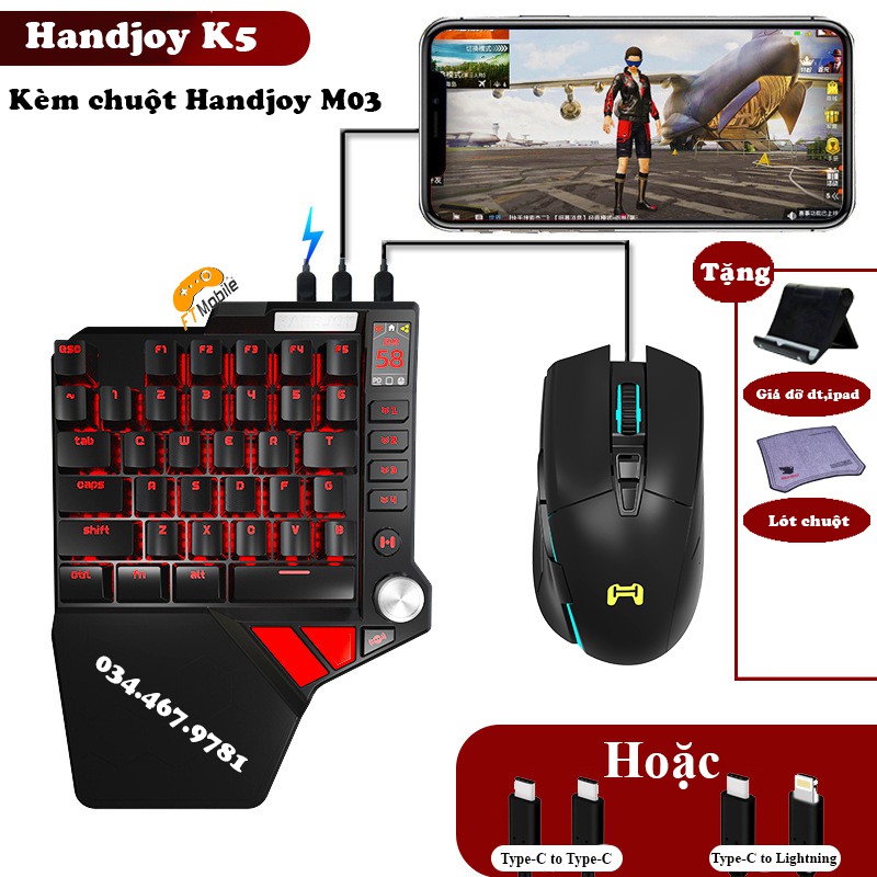 Handjoy K5 - Bàn phím cơ hỗ trợ chơi mọi game trên mobile | FTMOBILE