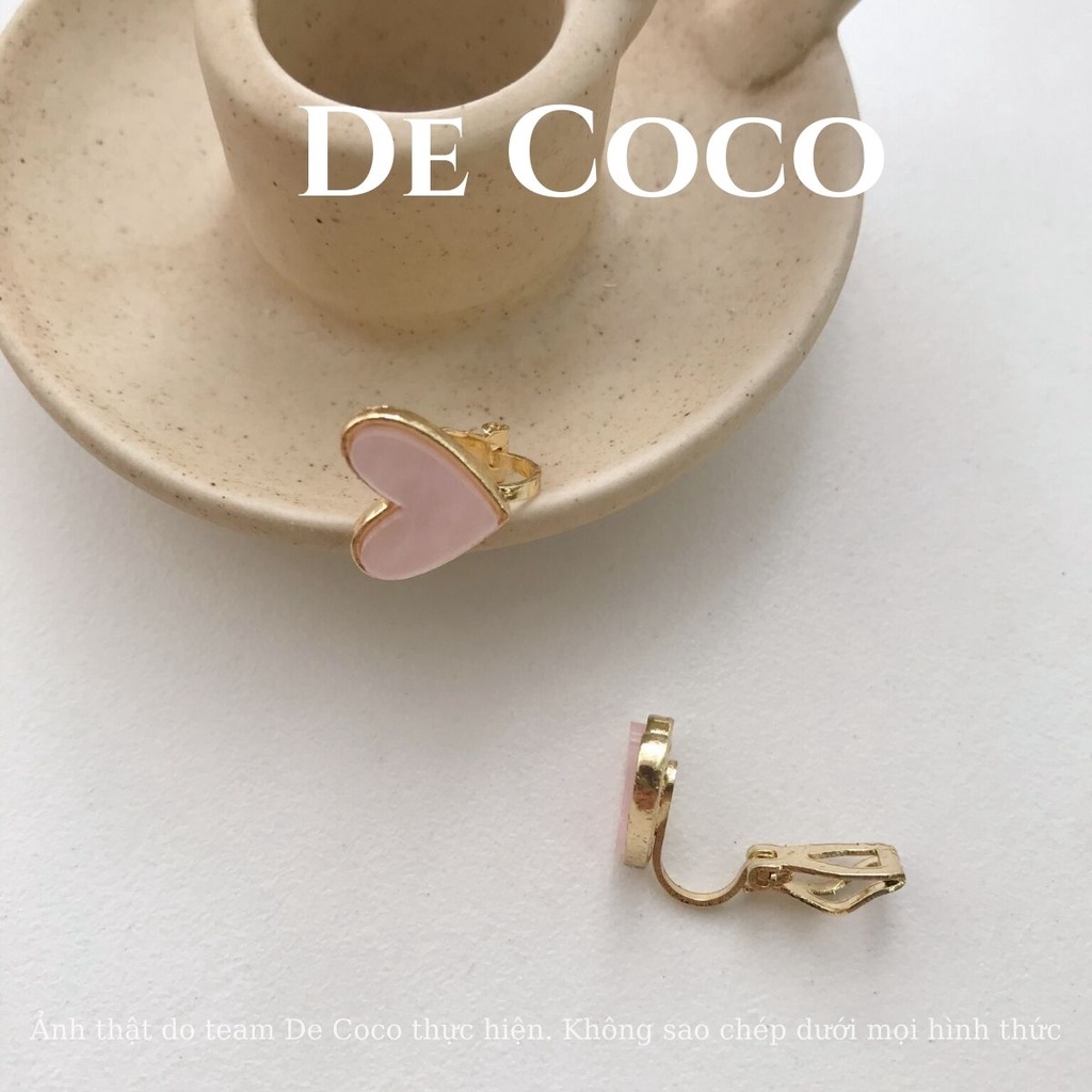Khuyên tai bạc hình trái tim mini sắc màu De Coco