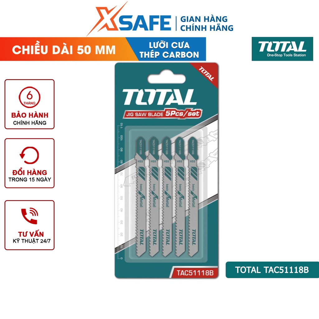 Lưỡi cưa lọng kim loại 50mm TOTAL TAC51118B siêu bền, cắt kim loại dễ dàng, tương thích nhiều máy - chính hãng