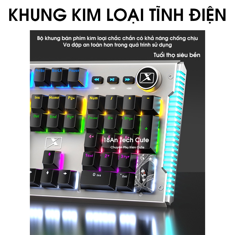 Bàn Phím Cơ, bàn phím Gaming NEW K968 SUPER GAME Có 25 Chế Độ Led Đổi Màu Keycap Siêu Xịn, Tương Thích Máy Tính PC...