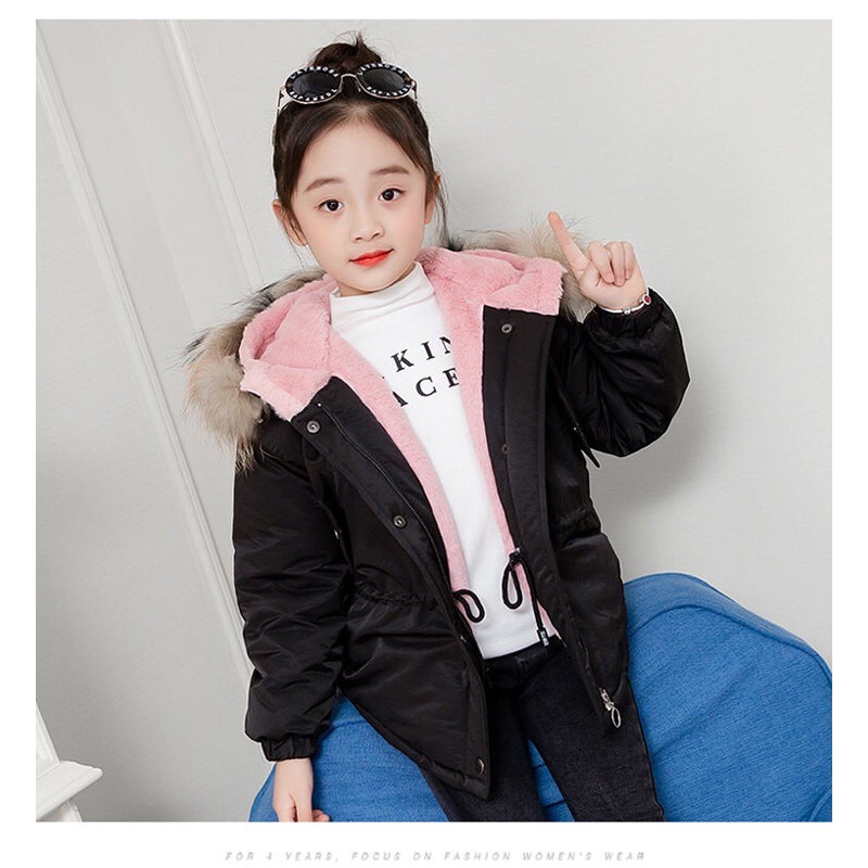 Sẵn hàng- áo PARKA lót lông siêu ấm bé gái hàng quảng châu