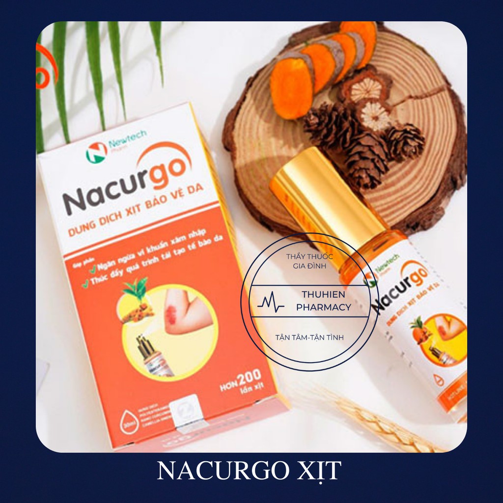 NACURGO dung dịch xịt bảo vệ da - Ngăn ngừa vi khuẩn xâm nhập, chống loét, tái tạo tế bào da.