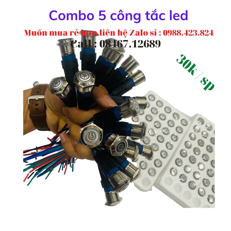 [ Sỉ 30k ] Combo 5 công tắc led logo Honda ; Yamaha ; Monster ; Power chất lượng cao tặng jack kết nối