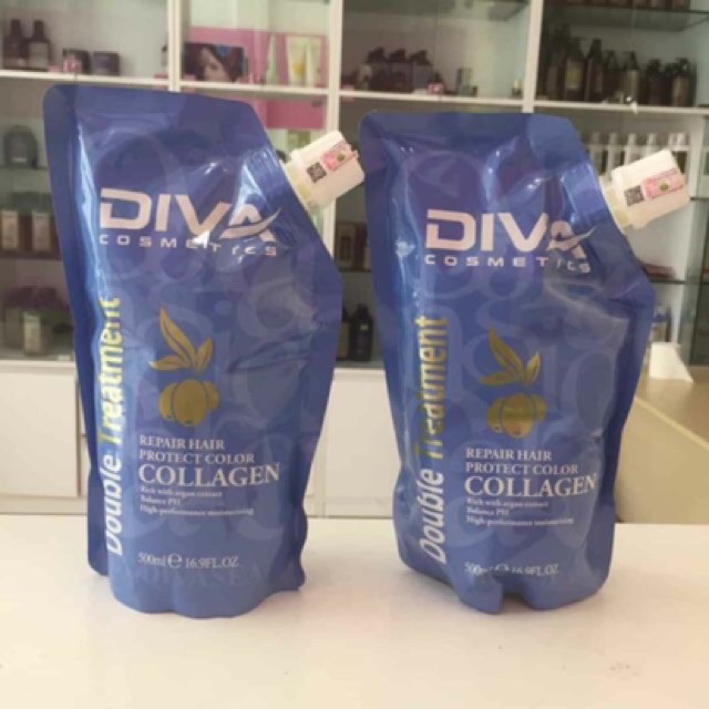 XẢ KHO Ủ HẤP PHỦ LỤA - PHỤC HỒI HƯ TỔN - DIVA COLLAGEN 500ML