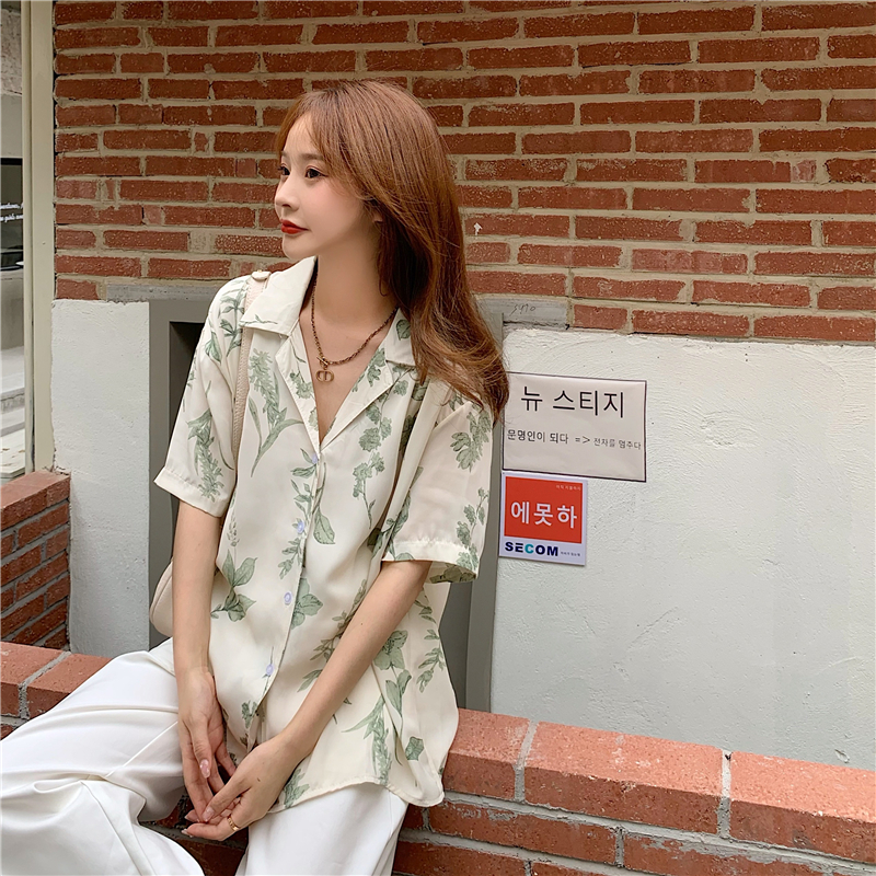 Áo Sơ Mi Chiffon Dáng Rộng In Họa Tiết Kiểu Retro Thời Trang Mùa Hè Cho Nữ