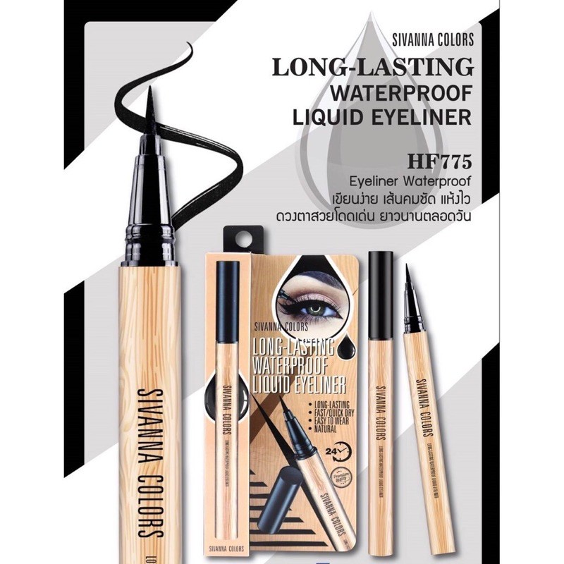 Eyeliner Sivanna, kẻ mắt nước đầu bút lông dễ vẽ, chống nước, không lem không trôi HF775