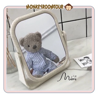 Gương Để Bàn Trang Điểm - 2 Mặt + Xoay 360* - Chân Đế Viền Cứng Lúa Mạch - Phong Cách Hàn Quốc