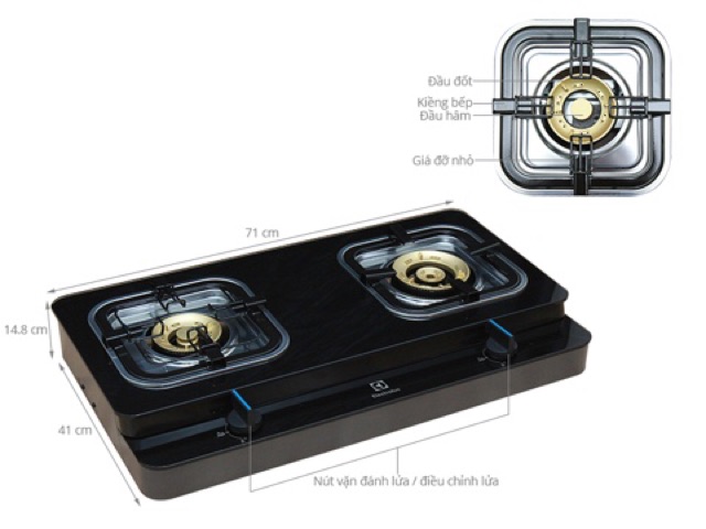 Bếp gas Electrolux ETG728GKR - Hàng trưng bày 99% , tặng kèm DÂY GAS-BH 24 tháng