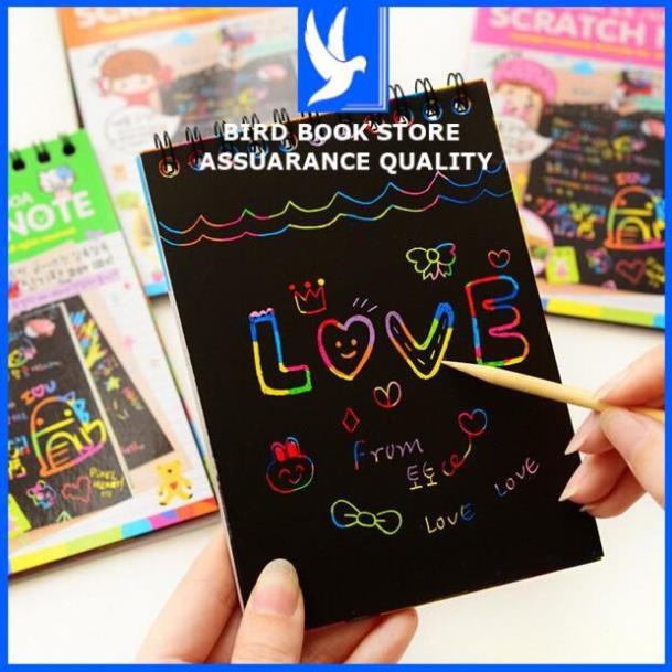 Note Ảnh Grafiti Scratch 💕𝑭𝒓𝒆𝒆𝒔𝒉𝒊𝒑💕 bảng viết nhiều màu Bird Book