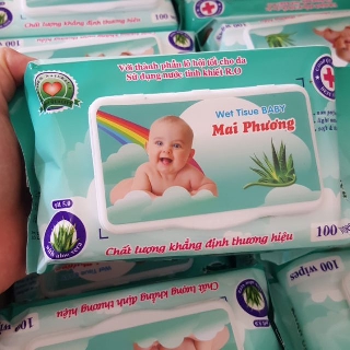 Khăn ướt Mai Phương chiết xuất từ lô hội gói 100 tờ
