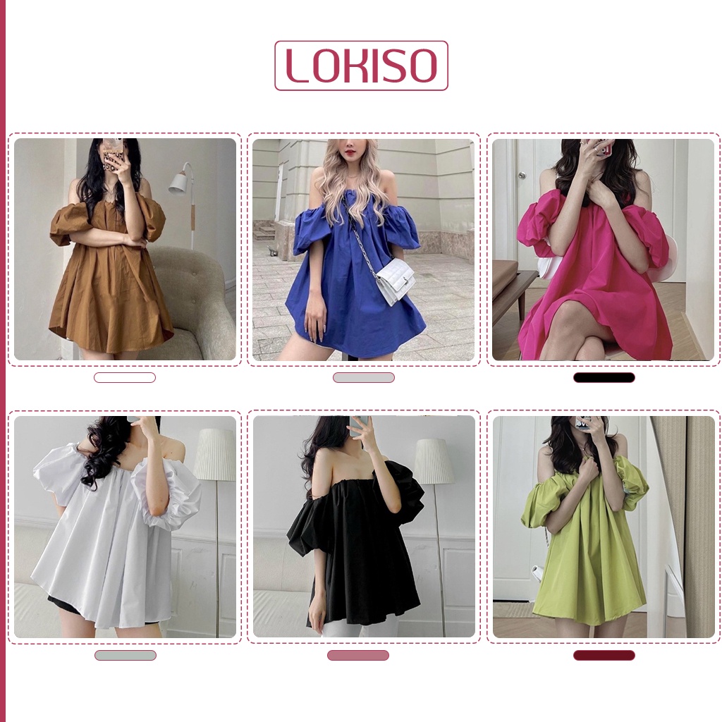 Áo trễ vai bèo hở vai tay phồng bồng rộng kiểu babydoll bánh bèo dễ thương LOKISO AK12