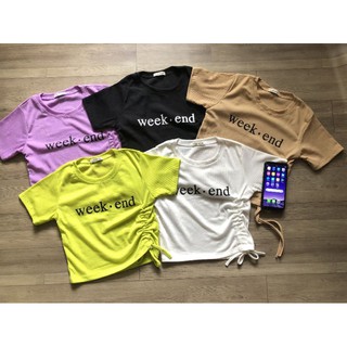 áo croptop rút dây in chữ