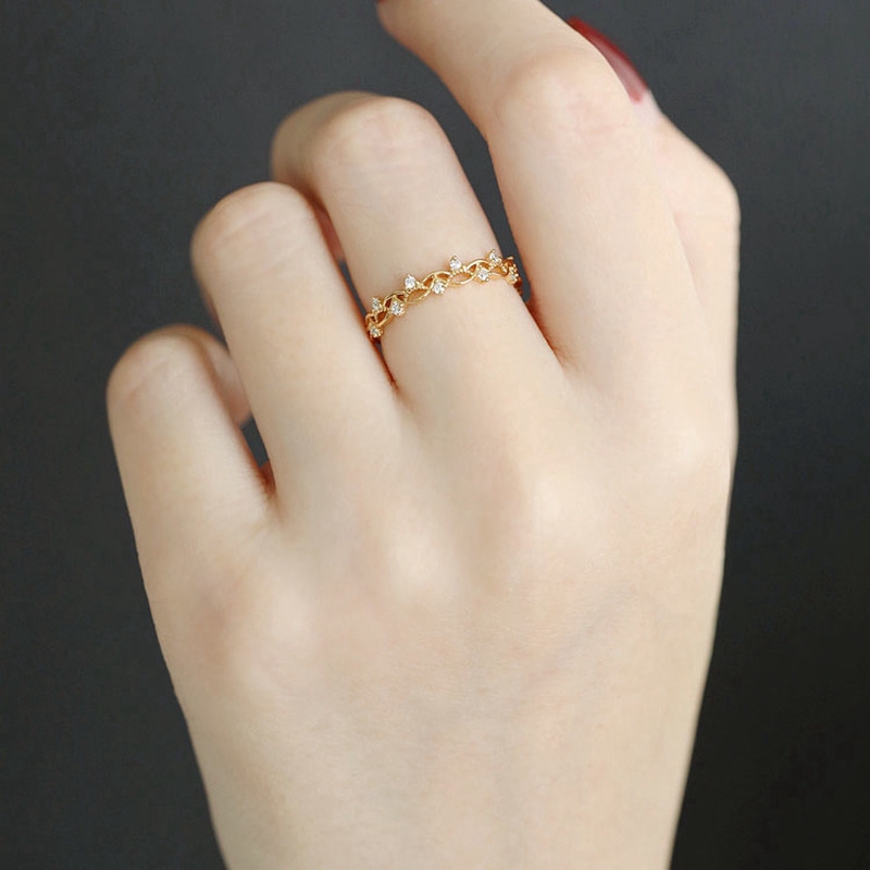 Nhẫn Đính Pha Lê Nhân Tạo Màu Vàng Phong Cách Hàn Quốc Hợp Thời Trang Cho Nữ