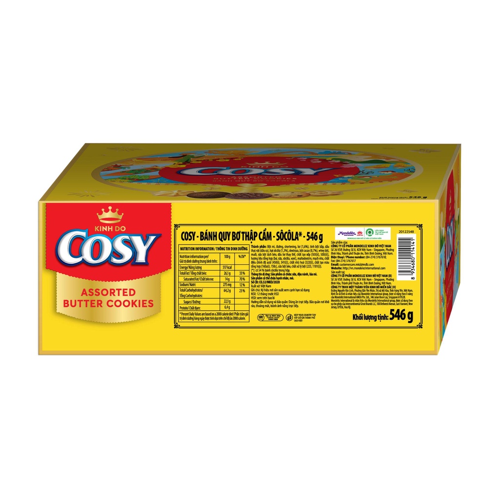 Hộp Quà Bánh Quy Bơ Cosy Thập Cẩm Sôcôla 546g