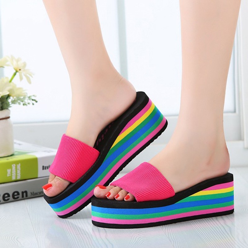 Dép nữ xỏ ngón màu cầu vồng
