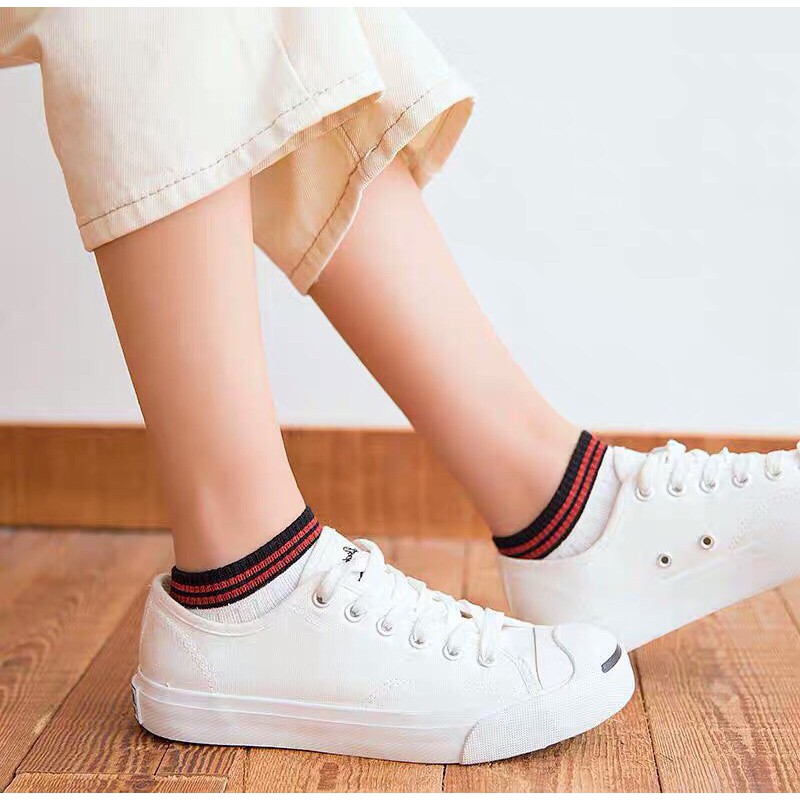 SET TẤT NGẮN CÔ NAM VỚ NGẮN CỔ NỮ BASIC THOẢNG KHÍ MỎNG NHẸ CỔ VIỀN VINTAGE