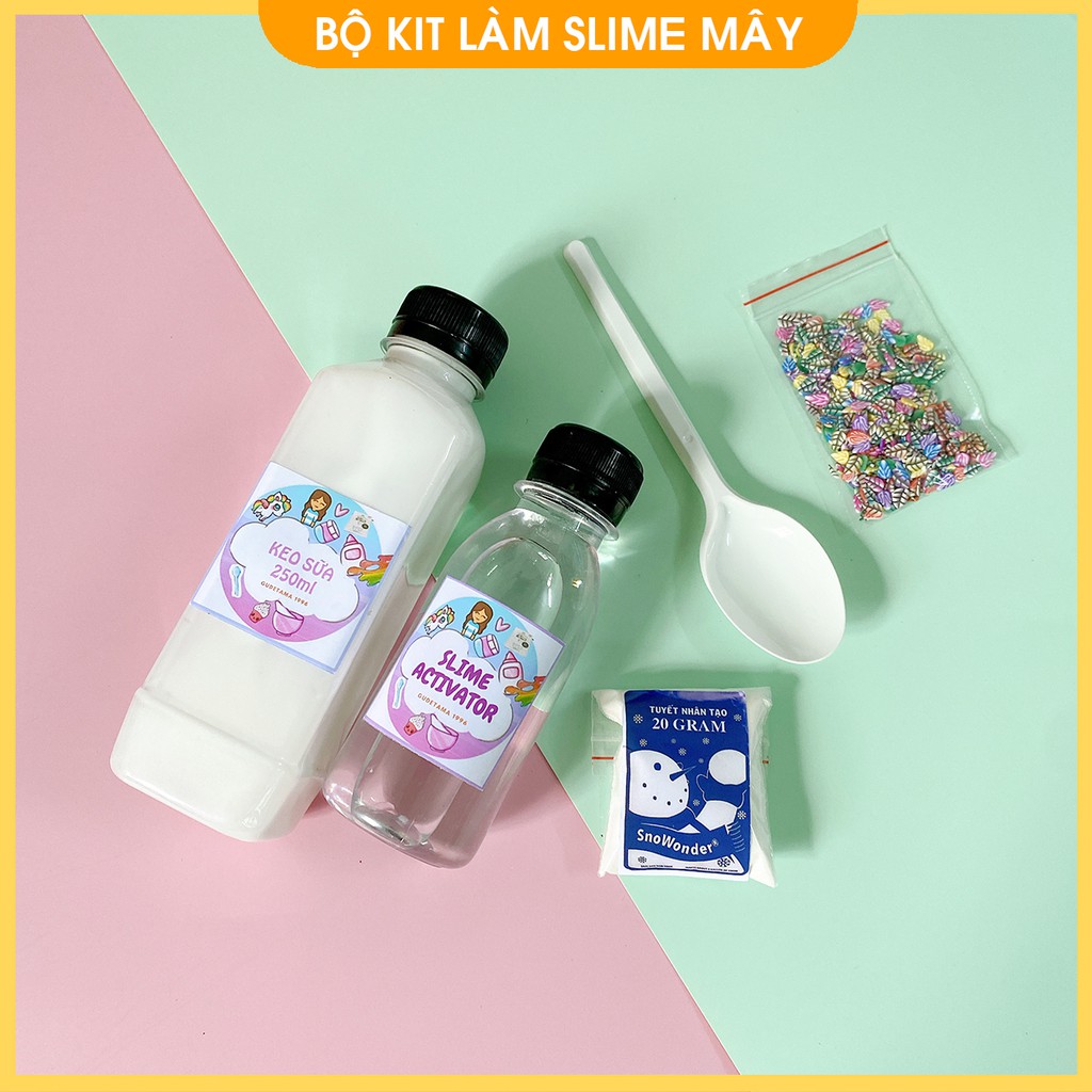 Bộ kit làm silme mây có hướng dẫn ❤️FREESHIP❤️ Cloud slime kit đầy đủ Gudetama 1996 BK7